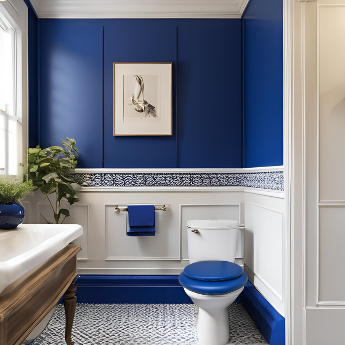 Royal Blue Padded Toilet Seat view 2