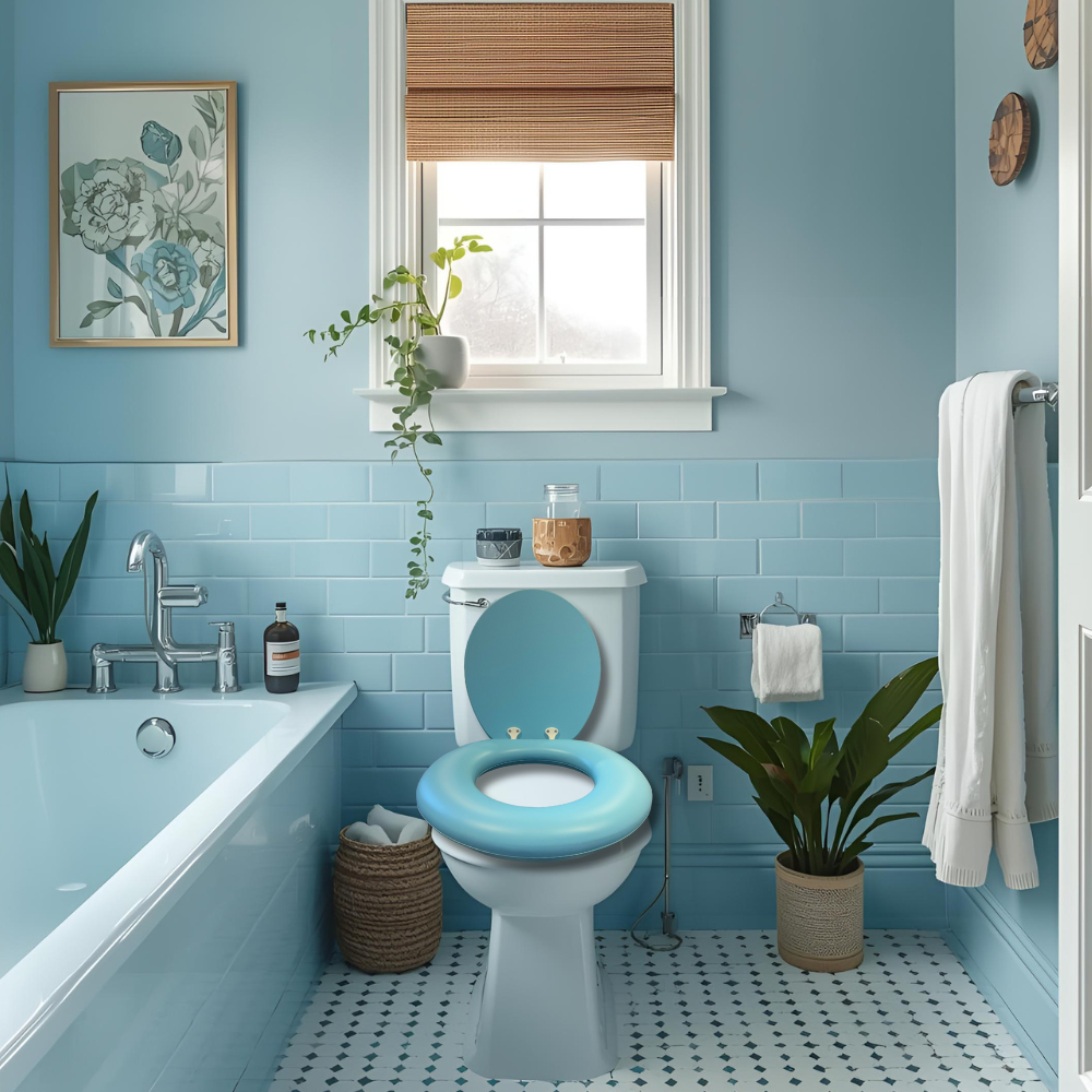 Sky Blue Padded Toilet Seat view 2